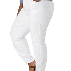 Agnes Orinda Women's Plus Size Mid Rise Stretch Washed Skinny Jeans, Casual Denim Jean Jeggings 2X White