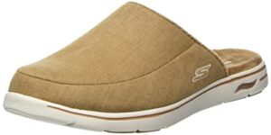 skechers men's gowalk arch fit lounge-comfy indoor outdoor athletic house shoe slippers, wheat, 8.5