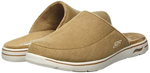 Skechers Men's Gowalk Arch Fit Lounge-Comfy Indoor Outdoor Athletic House Shoe Slippers, Wheat, 8.5