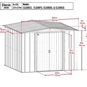 Arrow Classic Steel Storage Shed, 8x8, Charcoal