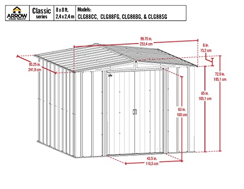 Arrow Classic Steel Storage Shed, 8x8, Charcoal