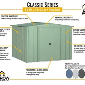 Arrow Classic Steel Storage Shed, 8x8, Charcoal