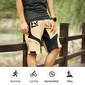 ROCKBROS Mountain Bike Shorts MTB Bike Shorts for Men Padded Mountain Bike Shorts Khaki