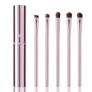 5pcs eyeshadow brush set, portable eye brushes, premium eye makeup brush, eyeliner brush, angled brush by yueshennan (pink).