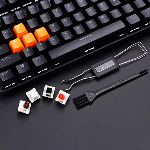 New Fashion Kingdom Keycap Puller Switch Puller Stainless Steel Keycap Removal Tool with 2 Pcs Keyboard Cleaning Brush for Mechanical Keyboard