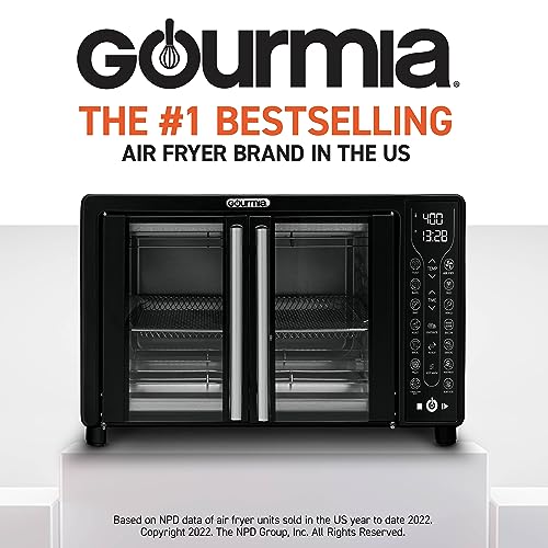 Gourmia Toaster Oven Air Fryer Combo 17 cooking presets 1700W french door digital air fryer oven 24L capacity air fryer accessories, convection toaster oven rack, baking pan, tray recipe book GTF7460