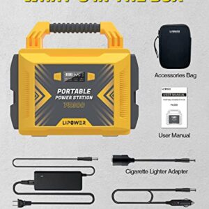 LIPOWER 300W Portable Power Station, Average 25 Phone Recharges, 1-4 Nights for CPAP, 296Wh Portable Solar Powered Generator Battery Supply for RV Camping, Emergency, Power Outages