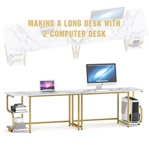 Teraves Reversible Computer Desk for Small Spaces,Small Desk with Shelves,47 inch Gaming Desk Office Desk Bedroom Desk for Home Office