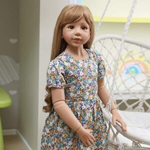 Gaozhi 48 inches Realistic Huge Toddler Reborn Dolls Standing Girl Long Blonde Hair Full Body Silicone Child Mannequin Stand Life Like Doll Girl Model Ball Jointed Doll