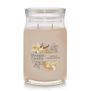yankee candle vanilla crème brûlée scented, signature 20oz large jar 2-wick candle, over 60 hours of burn time