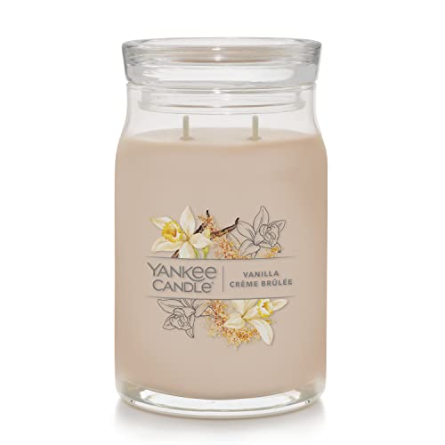 Yankee Candle Vanilla Crème Brûlée Scented, Signature 20oz Large Jar 2-Wick Candle, Over 60 Hours of Burn Time