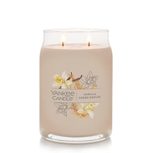 Yankee Candle Vanilla Crème Brûlée Scented, Signature 20oz Large Jar 2-Wick Candle, Over 60 Hours of Burn Time