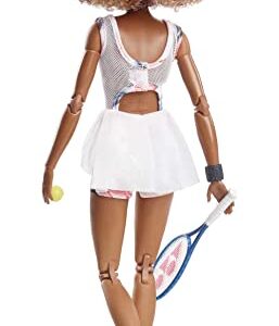 Barbie Role Models Doll Naomi Osaka Collectible with Tennis Dress, Racket and Accessories, Posable