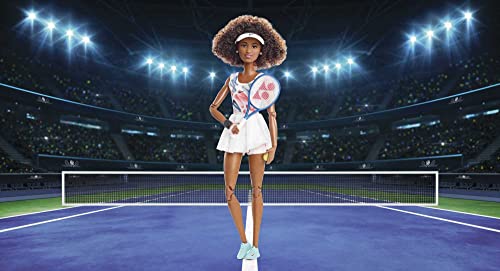 Barbie Role Models Doll Naomi Osaka Collectible with Tennis Dress, Racket and Accessories, Posable