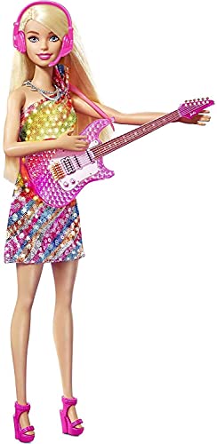 Barbie: Big City, Big Dreams Singing “Malibu” Roberts Doll (11.5-in Blonde) with Music, Light-Up Feature, Microphone & Accessories, Gift for 3 to 7 Year Olds