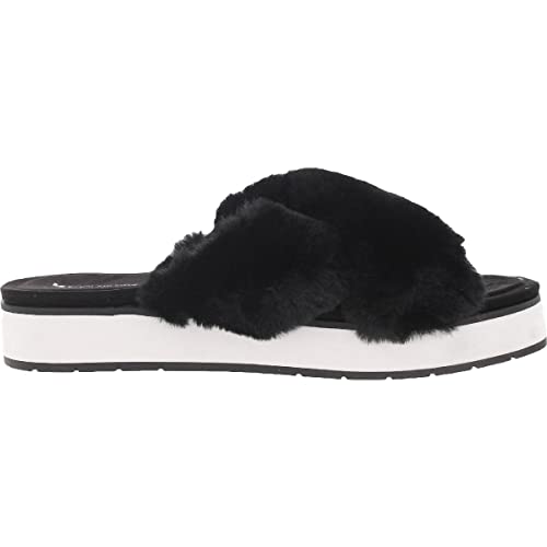 Koolaburra by UGG Women's ROUBIE Fuzz Slide Sandal, Black, 8