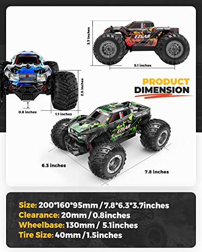 BEZGAR TM201 RC Cars - 1:20 Scale Remote Control Car,2WD Top Speed 15 Km/h Electric Toy Off Road 2.4GHz RC Car Vehicle Truck Crawler with Two Rechargeable Batteries for Boys Kids and Adults