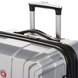 SwissGear 3750 Hardside Expandable Luggage with Spinner Wheels, Silver, Checked-Medium 24-Inch