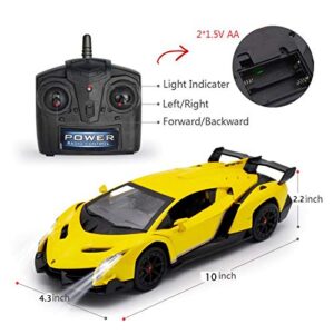 LAFALA Remote Control RC Cars Racing Car 1:18 Licensed Toy RC Car Compatible with Lamborghini Model Vehicle for Boys 6,7,8 Years Old, Yellow