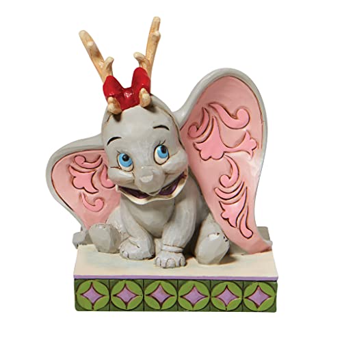 Enesco Disney Traditions by Jim Shore Dumbo with Reindeer Antlers Personality Pose Figurine, 4.21 Inch, Multicolor