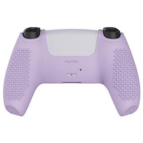 eXtremeRate PlayVital Mauve Purple 3D Studded Edition Anti-Slip Silicone Cover Skin for ps5 Controller, Soft Rubber Case for ps5 Wireless Controller with 6 White Thumb Grip Caps