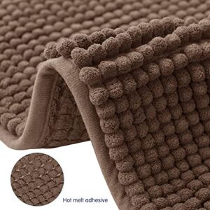 subrtex Bathroom Rugs Chenille Bath Rug Soft Short Plush Bath Mat Soft Shower Mat Water Absorbent Shower Mat Quick Dry Machine Washable(Brown,20" x 32")