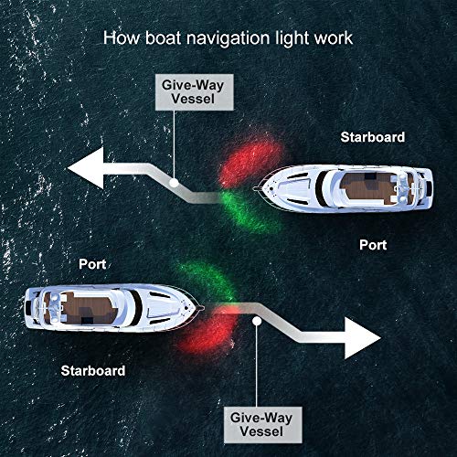 Sebnux LED Boat Navigation Light Red and Green LED Marine Navigation Light Boat Bow Light for Pontoon and Small Boat (Silver)