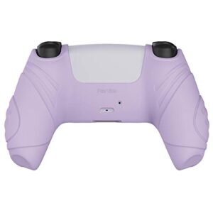 eXtremeRate PlayVital Guardian Edition Mauve Purple Ergonomic Soft Anti-Slip Controller Silicone Case Cover for ps5, Rubber Protector Skins with White Joystick Caps for PS5 Controller