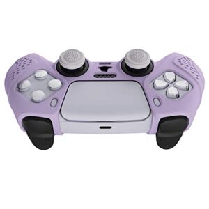 eXtremeRate PlayVital Guardian Edition Mauve Purple Ergonomic Soft Anti-Slip Controller Silicone Case Cover for ps5, Rubber Protector Skins with White Joystick Caps for PS5 Controller