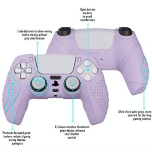 eXtremeRate PlayVital Guardian Edition Mauve Purple Ergonomic Soft Anti-Slip Controller Silicone Case Cover for ps5, Rubber Protector Skins with White Joystick Caps for PS5 Controller