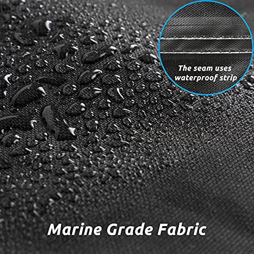 Boat Cover, 17-19ft Waterproof Trailerable Boat Cover, Mancro Heavy Duty UV Resistant Marine Grade Outboard Cover Compatible for Bass Boat, Fits Bayliner Tri-Hull V-Hull Fishing Runabout Boat, Black