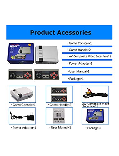 Generic Retro Wireless Video Game Console Classic Handheld Mini PC Game Player Built in 620 Games Dual Controller AV TV Game Machine for Kids,Children,Adult,Grey,18x14x7cm