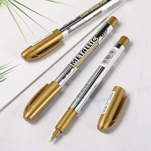 4 Pieces Metallic Marker Pens, Metallic Paint Pen Markers Suitable for Cards Writing Signature Lettering Metallic Painting Pens (Gold)