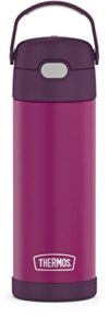 thermos funtainer 16 ounce stainless steel vacuum insulated bottle with wide spout lid, red violet