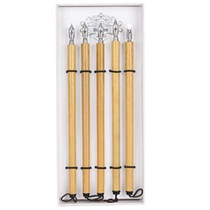 Comic Dip Pen Set, 5Pcs Calligraphy Dip Pen Set with 5 Nibs Wooden Handler Artist Cartoon Pen Set Cartoon Painting Tool Art Supplies Signature Pen Business Present(No.1‑5 Nib) Pens