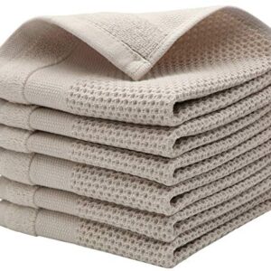 Mia'sDream Cotton Dish Cloths Dish Rags Waffle Weave Kitchen Towel, Soft and Absorbent Dish Towels Hand Towels for Kitchen, 12inchx12inch 6 Pack (Khaki)