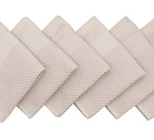 Mia'sDream Cotton Dish Cloths Dish Rags Waffle Weave Kitchen Towel, Soft and Absorbent Dish Towels Hand Towels for Kitchen, 12inchx12inch 6 Pack (Khaki)