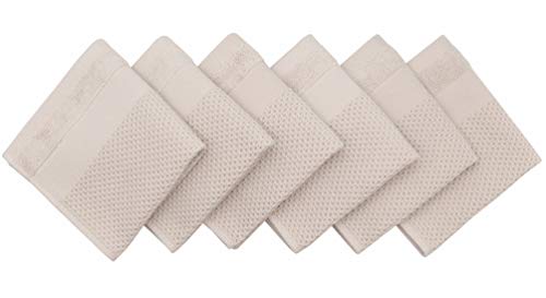 Mia'sDream Cotton Dish Cloths Dish Rags Waffle Weave Kitchen Towel, Soft and Absorbent Dish Towels Hand Towels for Kitchen, 12inchx12inch 6 Pack (Khaki)