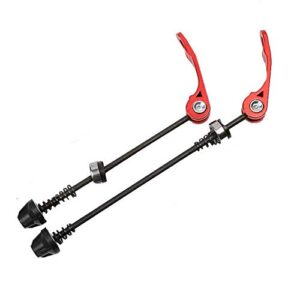free-fly mtb quick release bicycle skewer set - front and rear mountain bike quick release skewers - multiple color options (red)