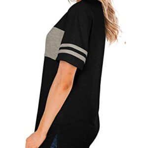 Tshirts for Women Loose Fit Black Short Sleeve Summer Tops for Women 2023 Trendy XL