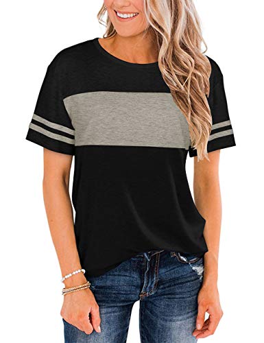 Tshirts for Women Loose Fit Black Short Sleeve Summer Tops for Women 2023 Trendy XL