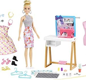 Barbie Fashion Designer Doll & 25+ Accessories, Studio Playset Includes Furniture, Sewing Machine & Mannequin, Blonde Doll