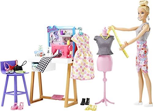 Barbie Fashion Designer Doll & 25+ Accessories, Studio Playset Includes Furniture, Sewing Machine & Mannequin, Blonde Doll