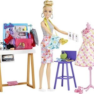 Barbie Fashion Designer Doll & 25+ Accessories, Studio Playset Includes Furniture, Sewing Machine & Mannequin, Blonde Doll