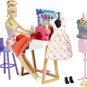 Barbie Fashion Designer Doll & 25+ Accessories, Studio Playset Includes Furniture, Sewing Machine & Mannequin, Blonde Doll