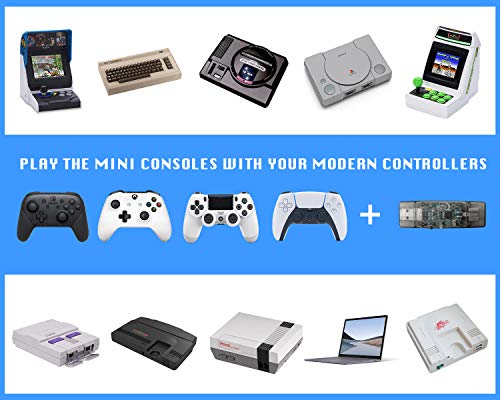 Mini Converter- Wireless Controller Adapter for NeoGeo Mini/Genesis Mini/TG16 Mini/PS Classic/NES SNES Classic/Astro City Mini, Gaming Controller Adapter for PS5/PS4/Xbox one/Switch Pro Controller