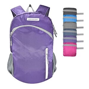 bemygreenbag waterproof foldable backpack lightweight packable bag for outdoor sport swimming kayaking wet and dry separated camping foldable backpack (purple)