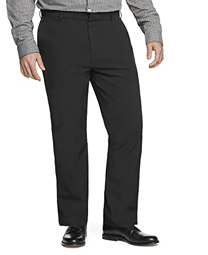 Van Heusen Men's Big & Tall Big and Tall Stain Shield Stretch Straight Fit Flat Front Dress Pant, Black, 40W x 34L