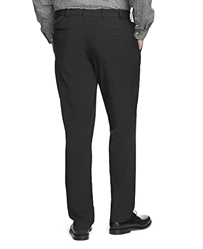 Van Heusen Men's Big & Tall Big and Tall Stain Shield Stretch Straight Fit Flat Front Dress Pant, Black, 40W x 34L