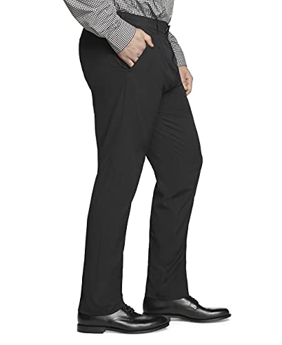 Van Heusen Men's Big & Tall Big and Tall Stain Shield Stretch Straight Fit Flat Front Dress Pant, Black, 40W x 34L